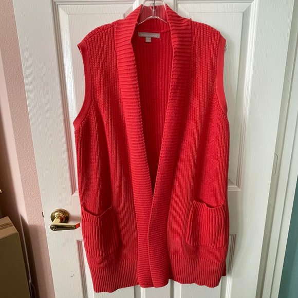 Woman Within Sweaters - Open Sweater Vest Long Women Within 1X 22-24 Orange